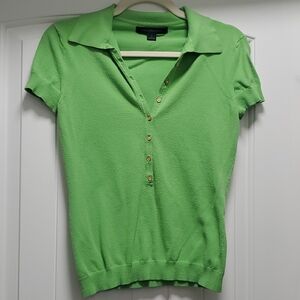 Express Green Button Down Polo Shirt